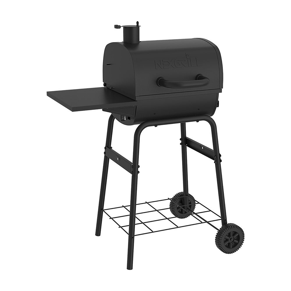 17.5" Charcoal Barrel Grill with Side Shelf, Perfect for Outdoor Cooking & Grilling, BBQs, Camping, Patio, Garden, Backyard, Tailgating, Black