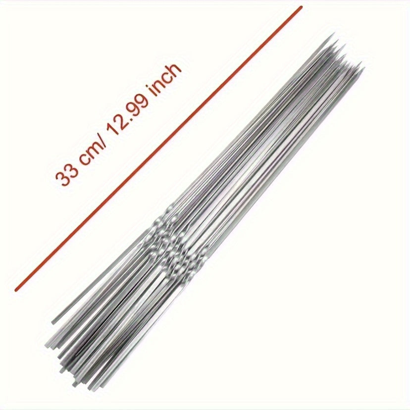 20/ 30/ 50pcs Durable Stainless Steel BBQ Skewers with 1 Tube Storage, Reusable and Easy to Clean for Outdoor and Indoor Grilling Parties