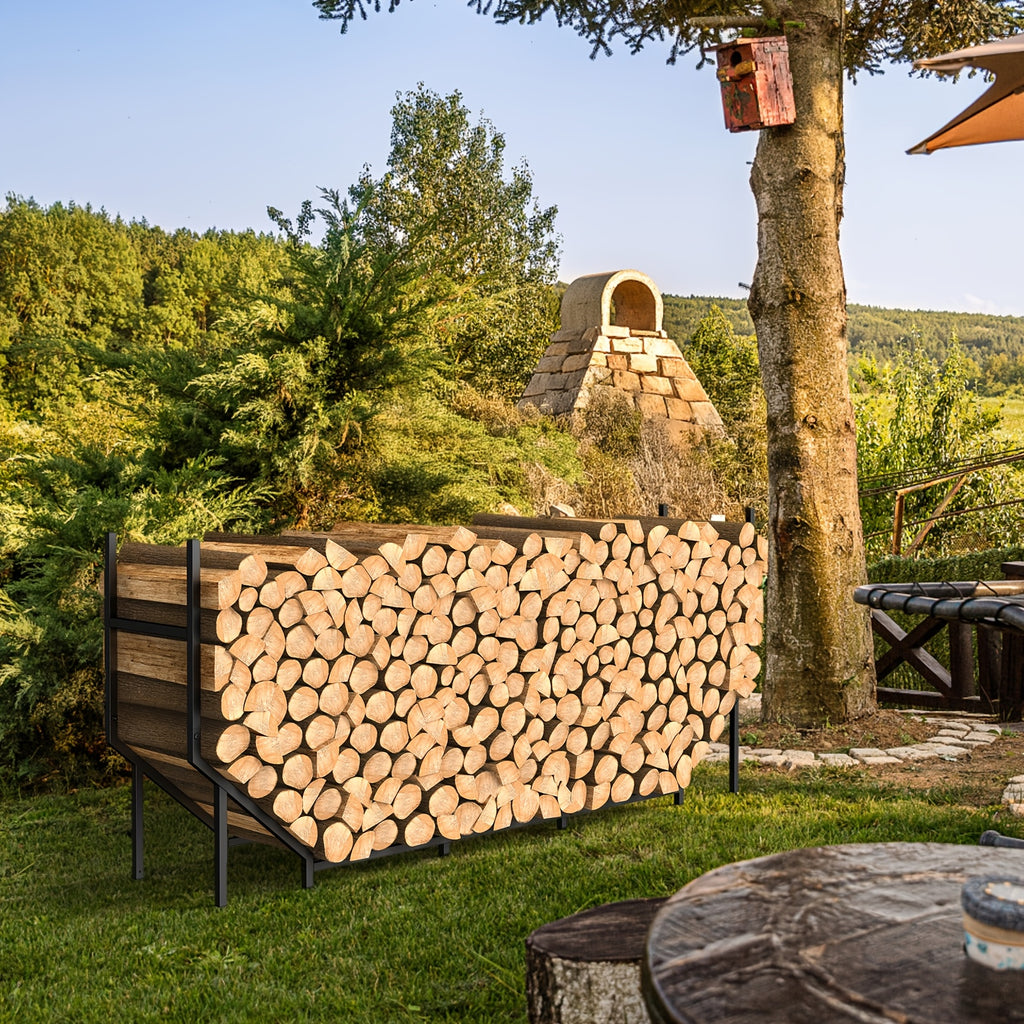 6FT Firewood Rack Holder, Adjustable Heavy Duty Fire Log Stacker Stand For Fireplace