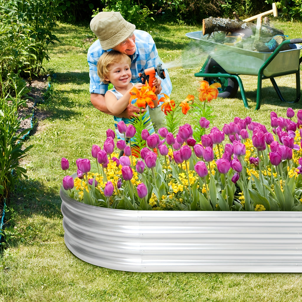 Metal Raised Garden Beds, Galvanized Planting Beds For Vegetables, Outdoor Planting Of Flowers, Vegetables, Herbs, Fruit Trees, Garden Yard Planting, Flower Beds For Growing Vegetables