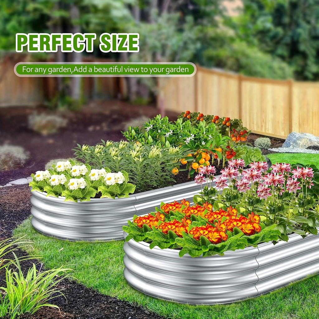 Metal Raised Garden Beds, Galvanized Planting Beds For Vegetables, Outdoor Planting Of Flowers, Vegetables, Herbs, Fruit Trees, Garden Yard Planting, Flower Beds For Growing Vegetables