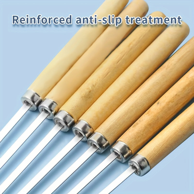 25pcs 13" Stainless Steel BBQ Skewers with Wooden Handles