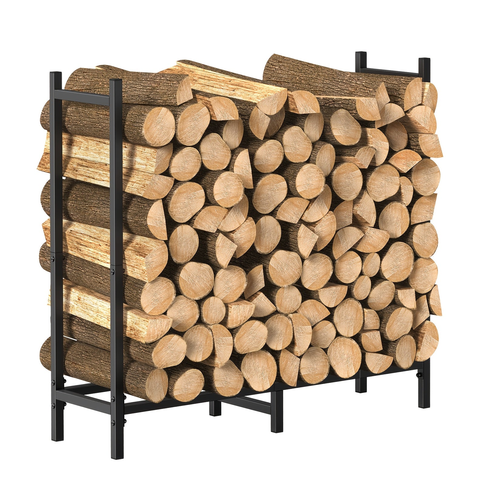 6FT Firewood Rack Holder, Adjustable Heavy Duty Fire Log Stacker Stand For Fireplace