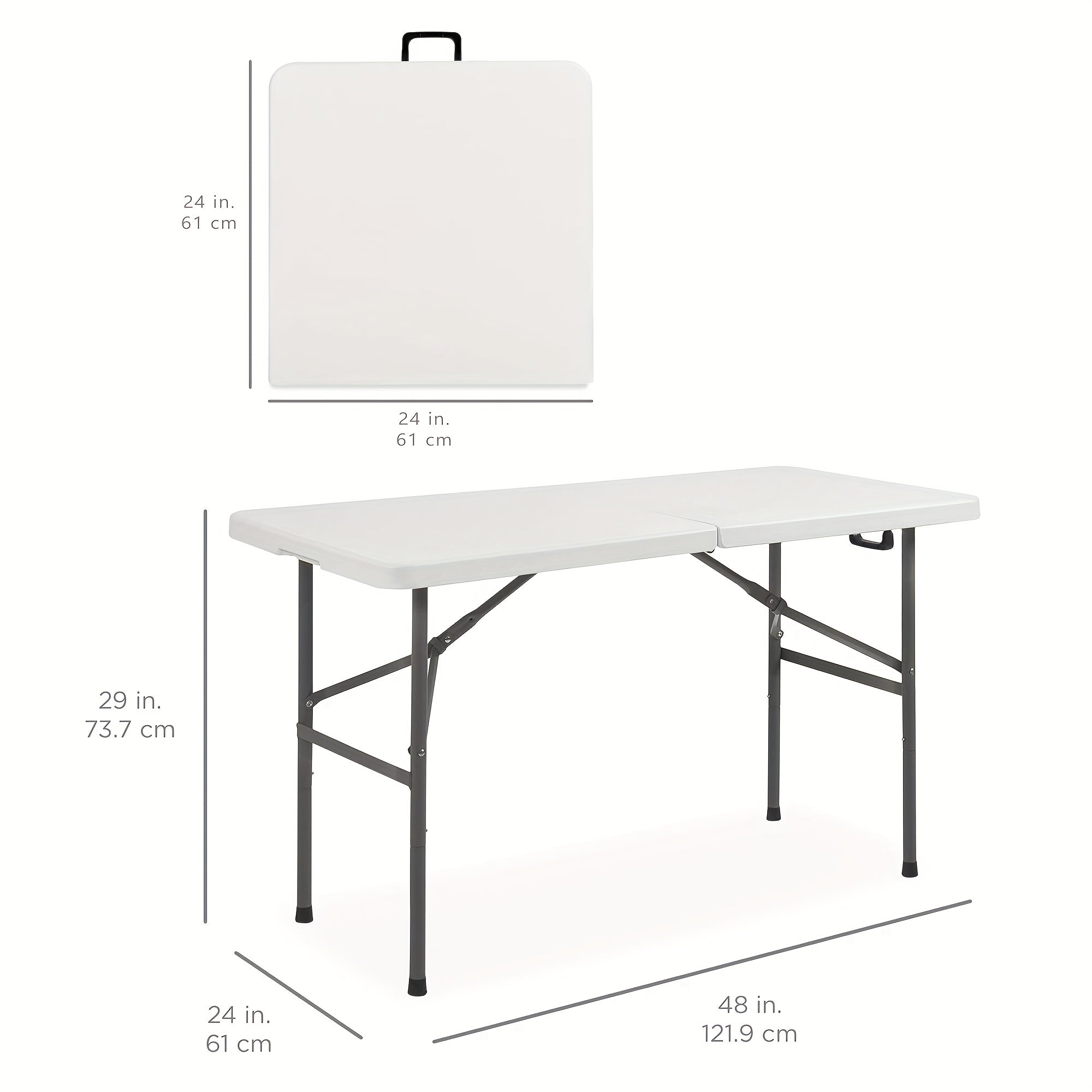 Heavy-Duty 4ft/6ft Folding Table with Handle, Portable Plastic 6 Foot Folding Table for Easy Storage