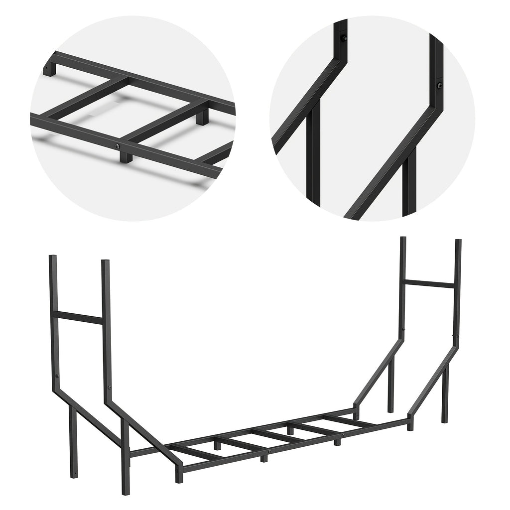 6FT Firewood Rack Holder, Adjustable Heavy Duty Fire Log Stacker Stand For Fireplace