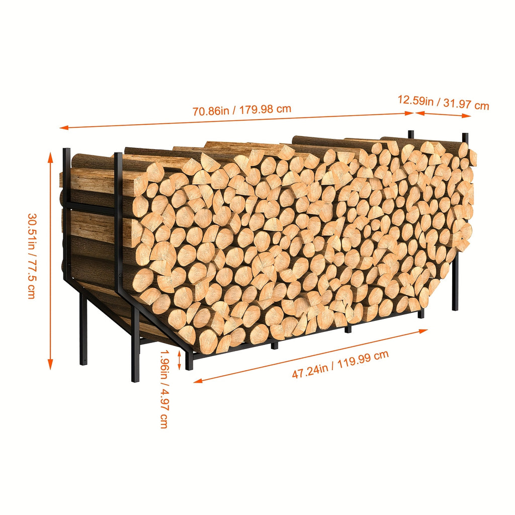 6FT Firewood Rack Holder, Adjustable Heavy Duty Fire Log Stacker Stand For Fireplace