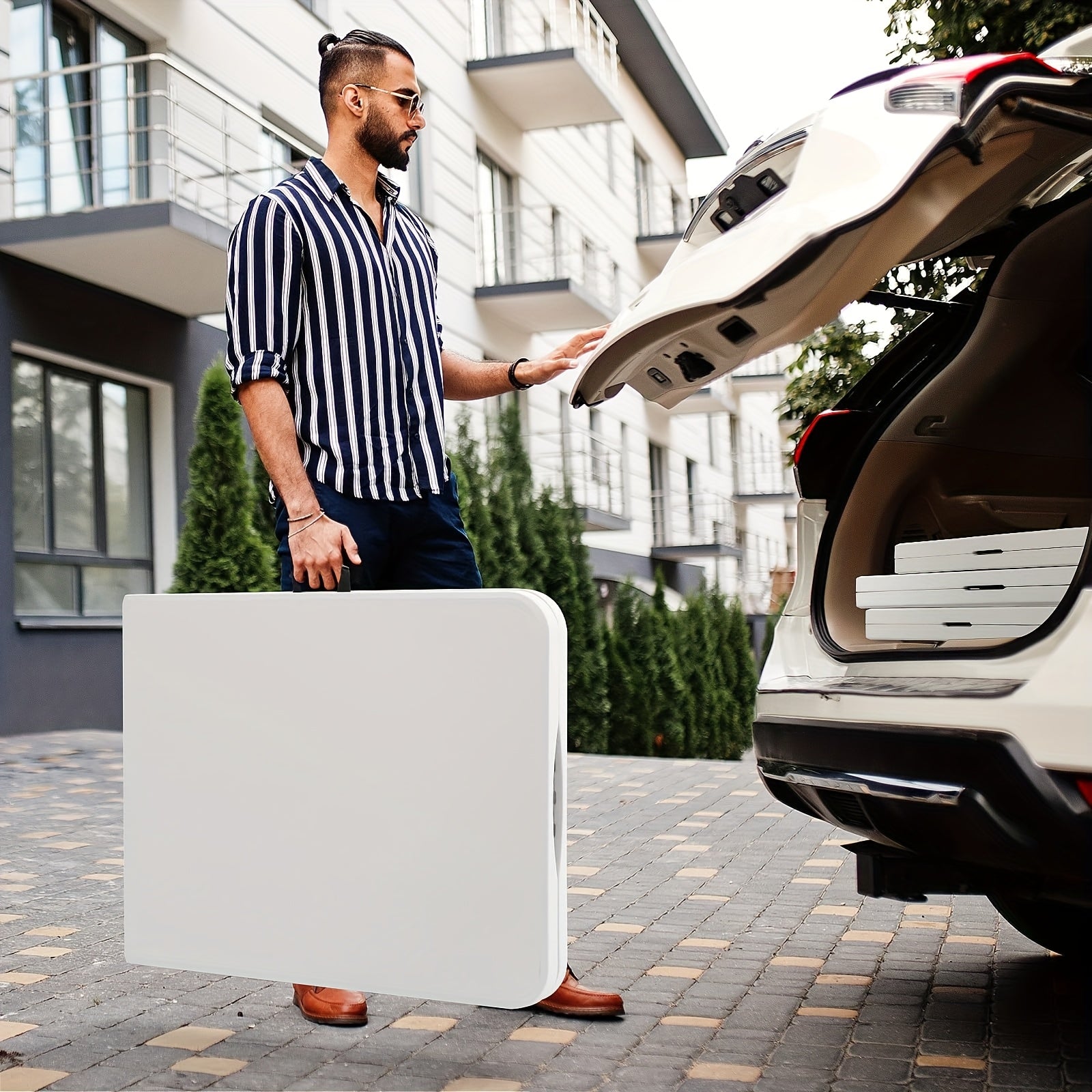 Heavy-Duty 4ft/6ft Folding Table with Handle, Portable Plastic 6 Foot Folding Table for Easy Storage