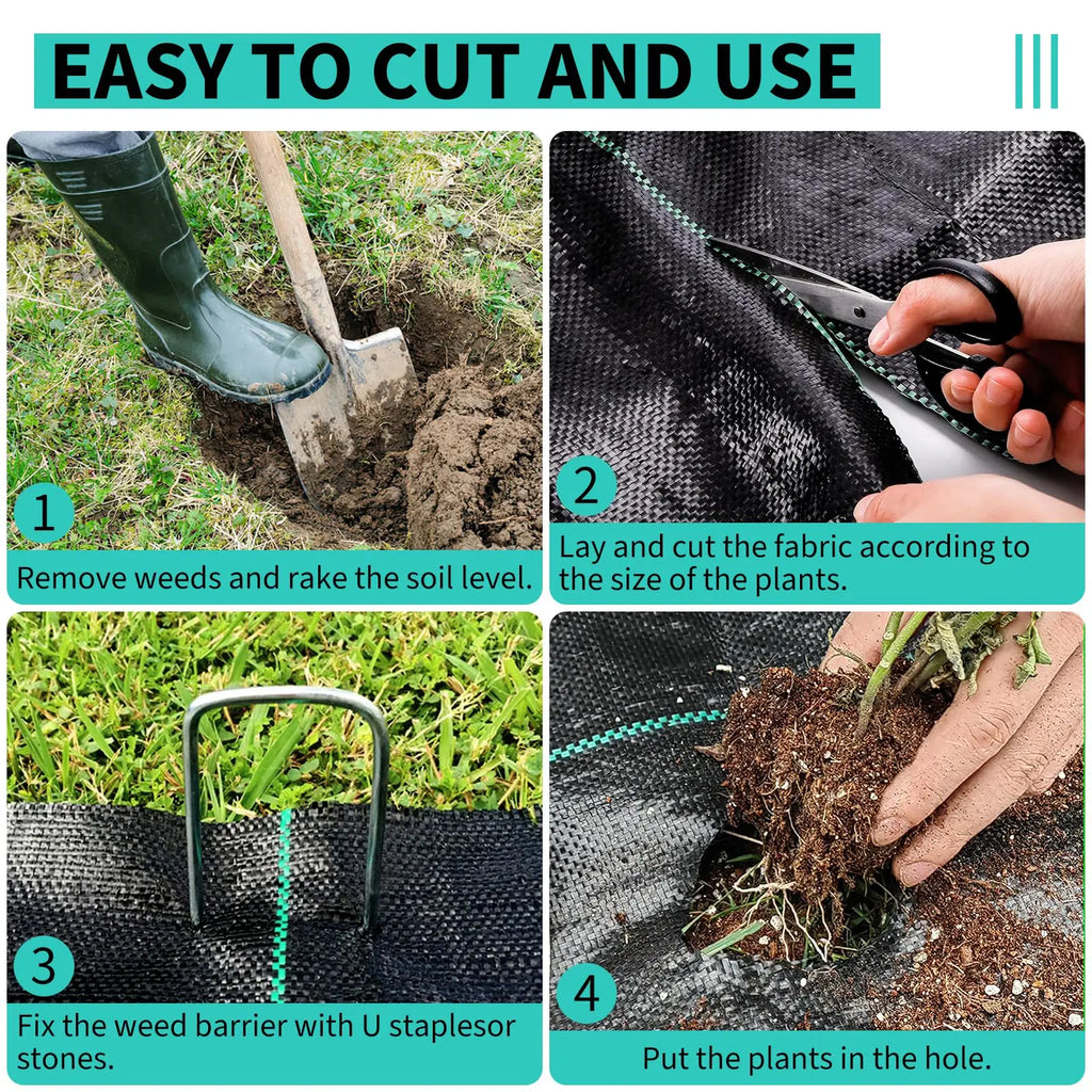 3/4/6*300/600FT Weed Barrier Landscape Fabric,Heavy Duty Weed Block Fabric, Woven Driveway Garden Cloth for Greenhouse,Yard,Flow