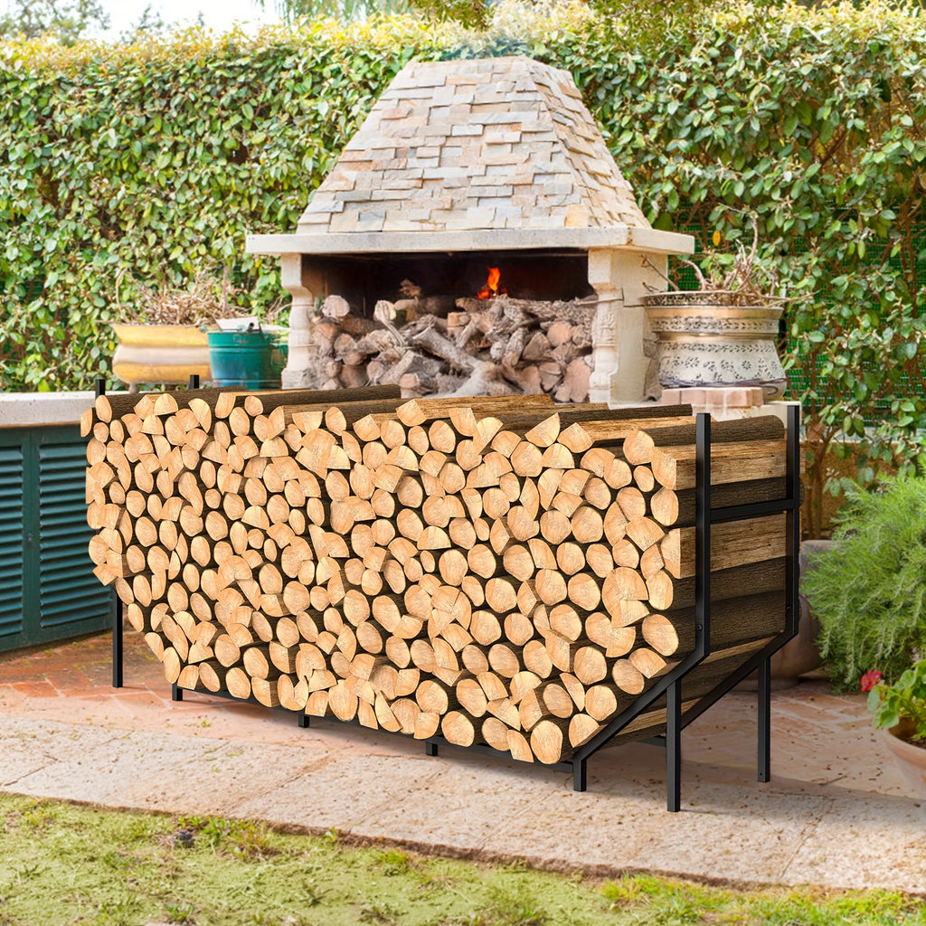 6FT Firewood Rack Holder, Adjustable Heavy Duty Fire Log Stacker Stand For Fireplace