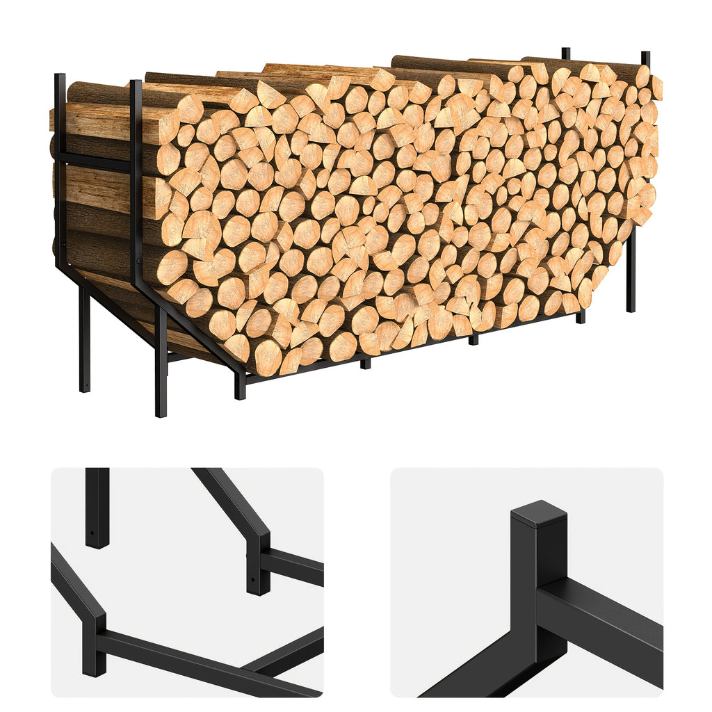 6FT Firewood Rack Holder, Adjustable Heavy Duty Fire Log Stacker Stand For Fireplace