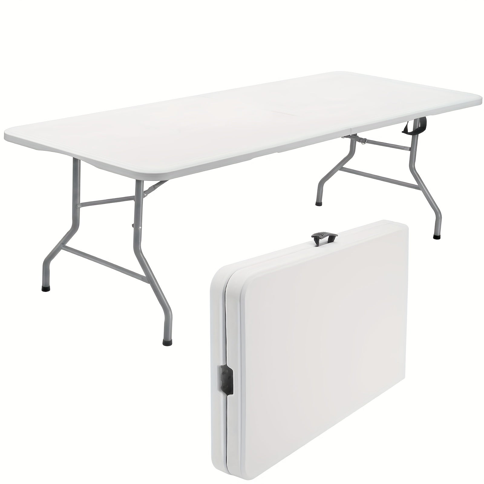 Heavy-Duty 4ft/6ft Folding Table with Handle, Portable Plastic 6 Foot Folding Table for Easy Storage