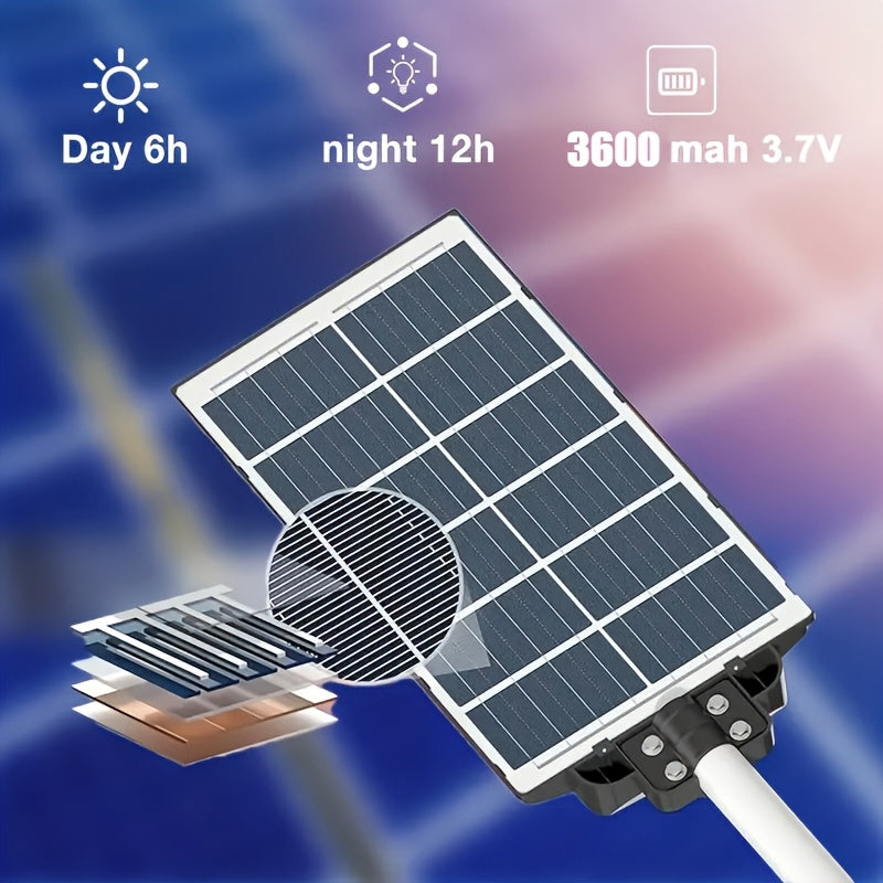 1pc Solar Street Light 6500K 200LED/504 LED Solar Parking Street Light (Dusk To Dawn) With Foldable Bracket Solar Flood Light (Wide Angle Motion Sensor And Remote Control) For Commercial Area Lighting Yard