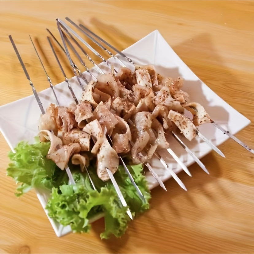 20/ 30/ 50pcs Durable Stainless Steel BBQ Skewers with 1 Tube Storage, Reusable and Easy to Clean for Outdoor and Indoor Grilling Parties