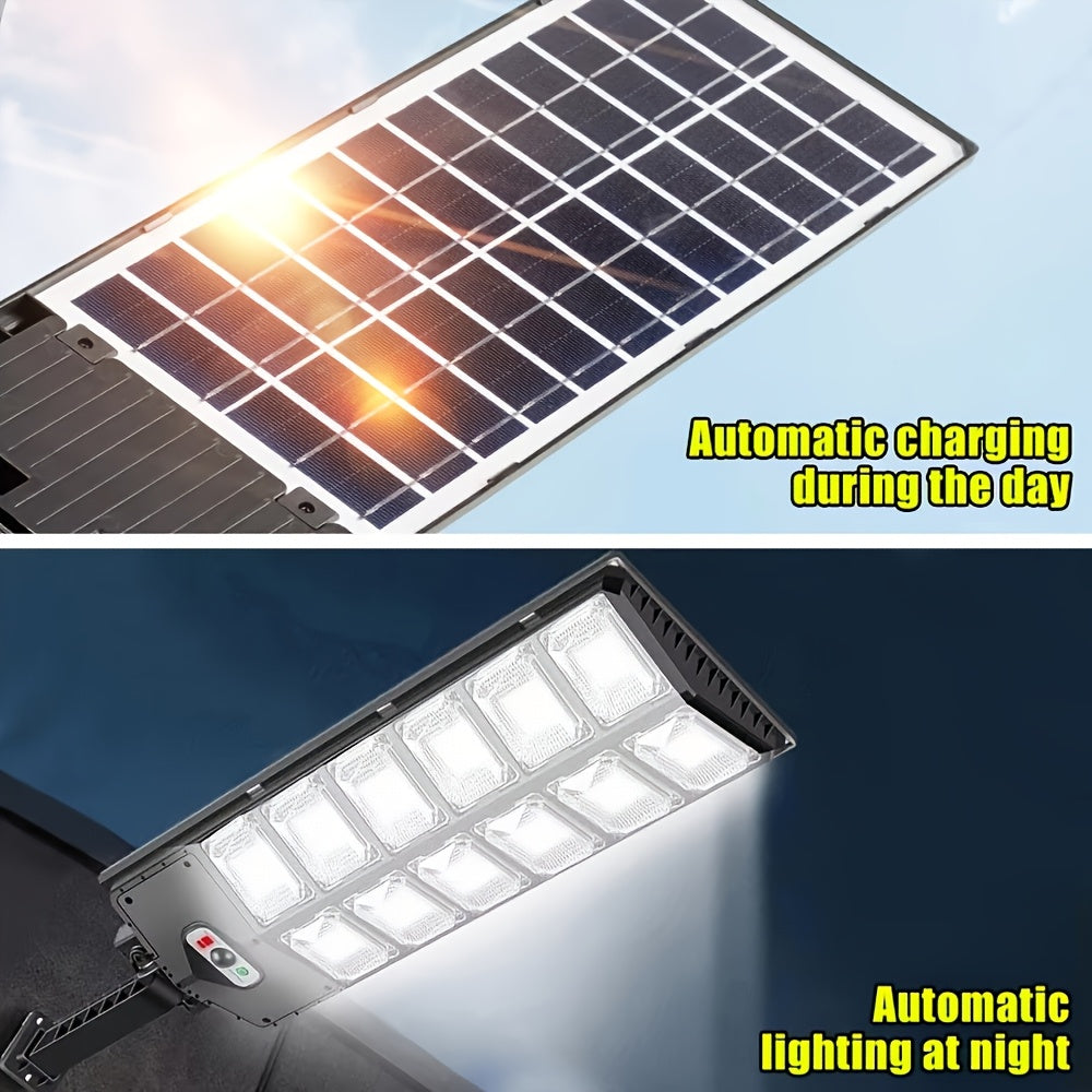 1pc Solar Street Light 6500K 200LED/504 LED Solar Parking Street Light (Dusk To Dawn) With Foldable Bracket Solar Flood Light (Wide Angle Motion Sensor And Remote Control) For Commercial Area Lighting Yard